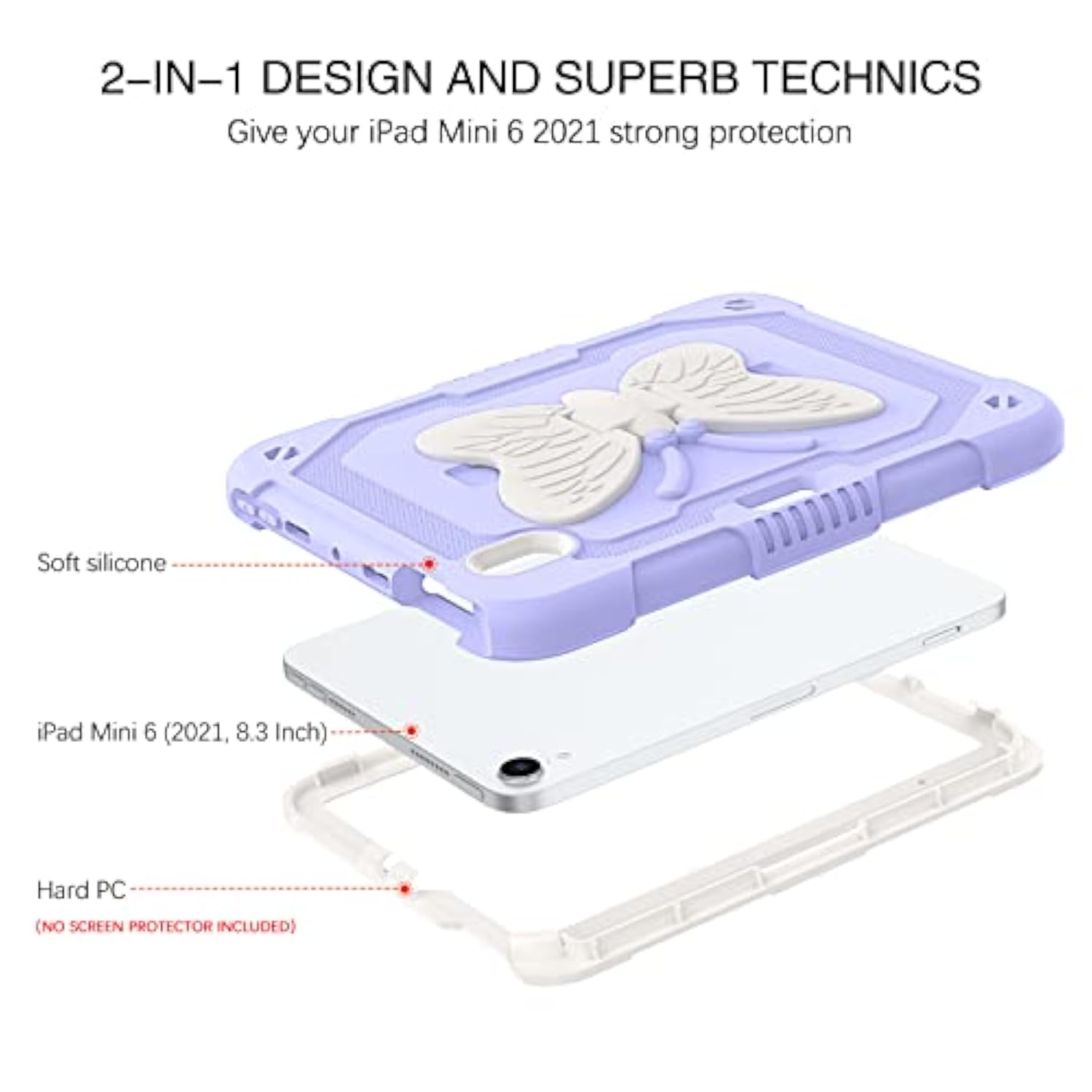 Ipad Mini 6 Case, 2021 Ipad Mini 6Th Generation Case With Pencil Holder 2 In 1