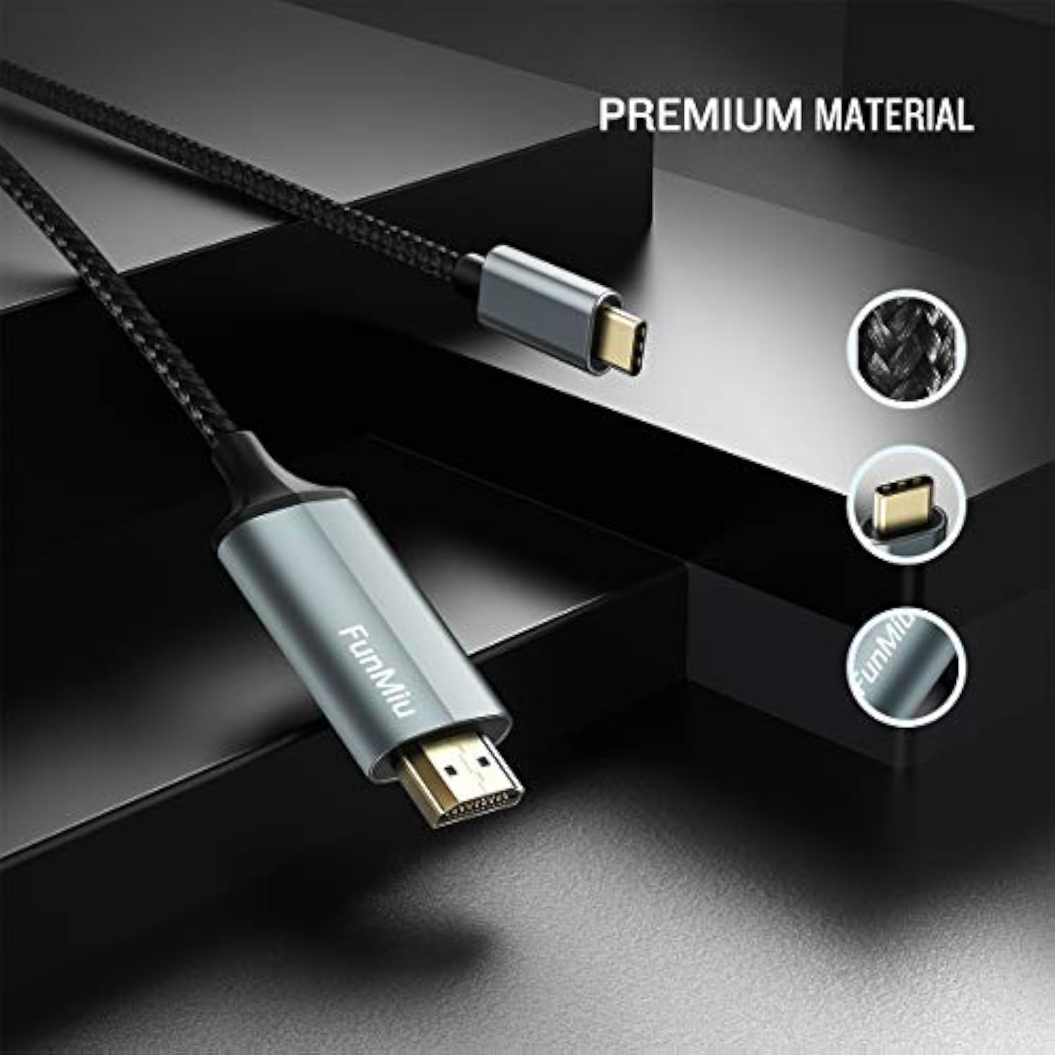 Usb C To Hdmi Cable, [4K, High-Speed] Usb Type C To Hdmi Cable For Home Office