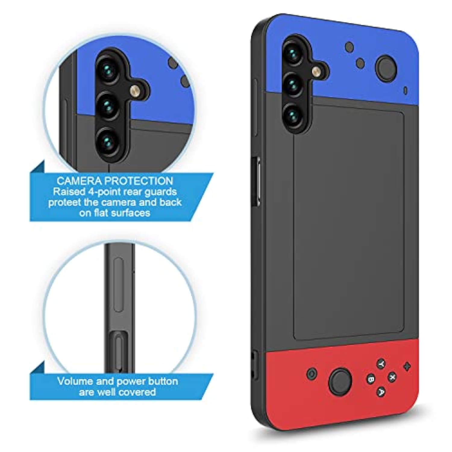 Phone Case For Samsung Galaxy A15 5G Case,Galaxy-A15-5G Cover,3D Cartoon Cute Kawaii Fun Cool Funny Video Game Design Phone Case,Full Body Protection Cover For Man Women Teen Blue Red Black