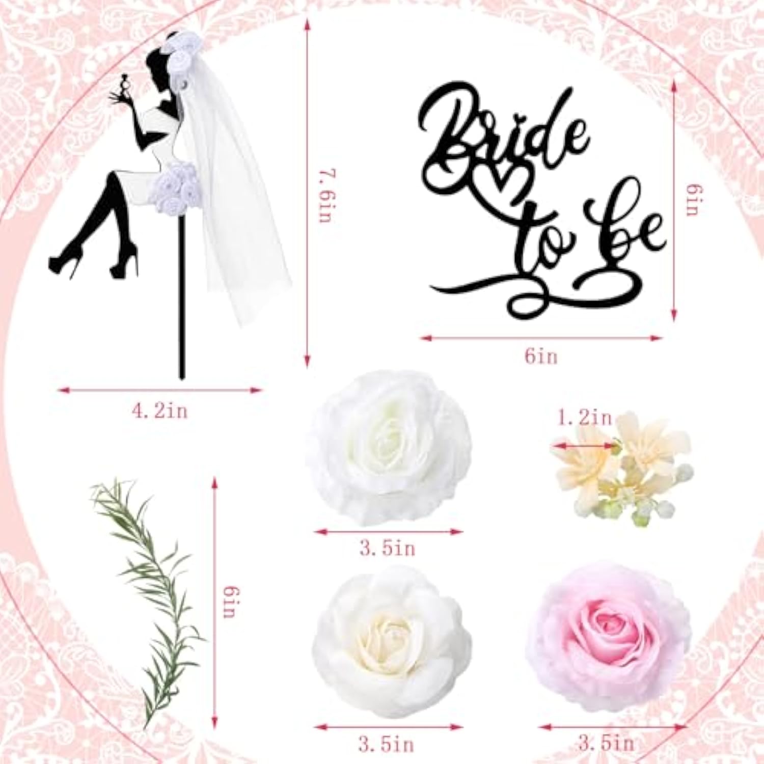 16 Pcs Bride To Be Cake Topper Set Wedding Cake Toppers Acrylic High Heels Lady Girl Decor For Wedding Shower Engagement Bachelorette Hen Party Decorations(Black)