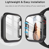 [ 2 Pack ] Case Compatible For Apple Watch Series 8 Series 7 45Mm With Screen Protector, Hard Pc Full Cover Tempered Glass Protector For Apple Watch Series 8 Series 7 Accessories, Black