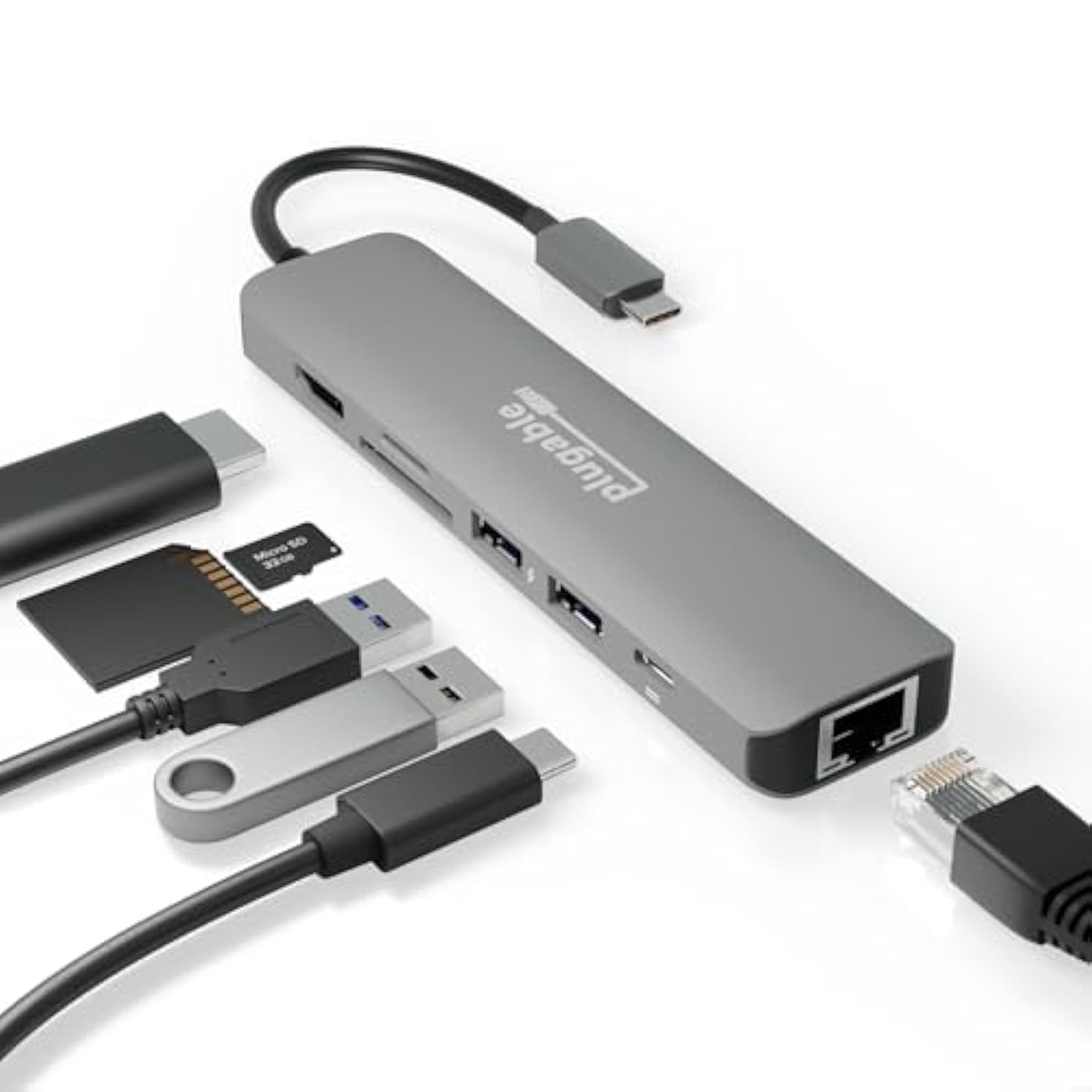 7-In-1 Usb C Hub Multiport Adapter With Ethernet - Compatible With Mac, Window