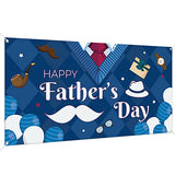 Happy Father's Day Banner, Dark Blue Suit Theme Backdrop Banner 78 x 43 Inch Large Size Father Background Wall Decoration Father's Day Party Decoration Supplies