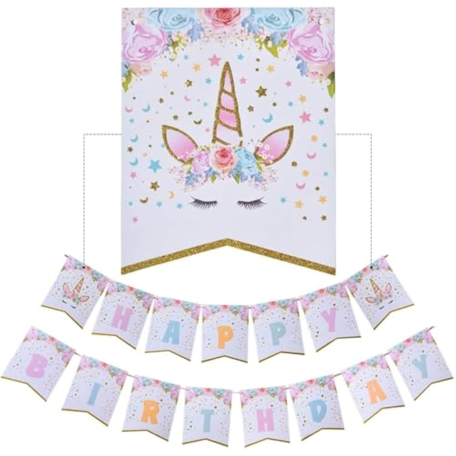 30PCS Unicorn Birthday Decorations – Banner, Swirls, Party Favors & Supplies for Girls