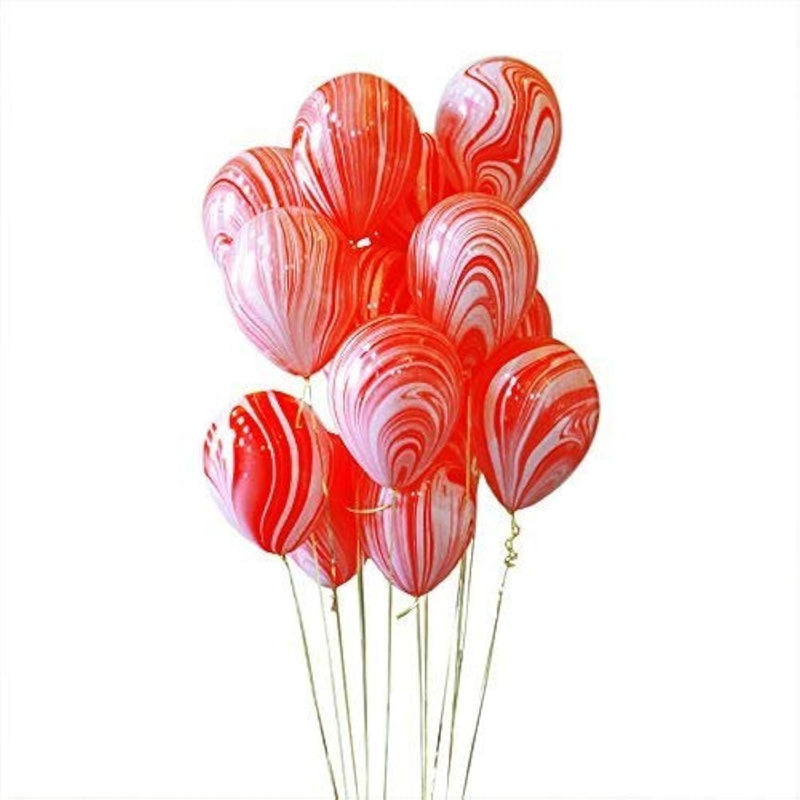 50Pcs 12Inch Marble Latex Balloons, Red White Rainbow Marble Balloons