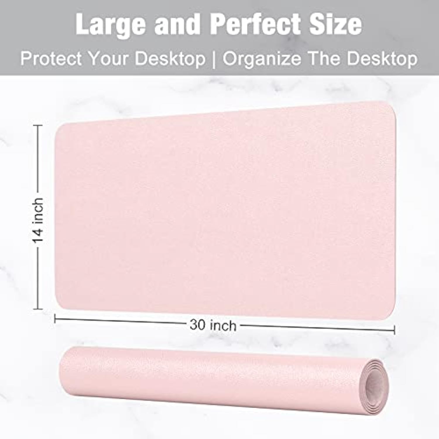 Desk Pad, 30" X 14" Pu Leather Desk Mat, Xl Extended Mouse Pad, Waterproof Desktop Blotter Protector, Nonslip Ultra Thin Large Laptop Keyboard Writing Mat For Office Home, Pink