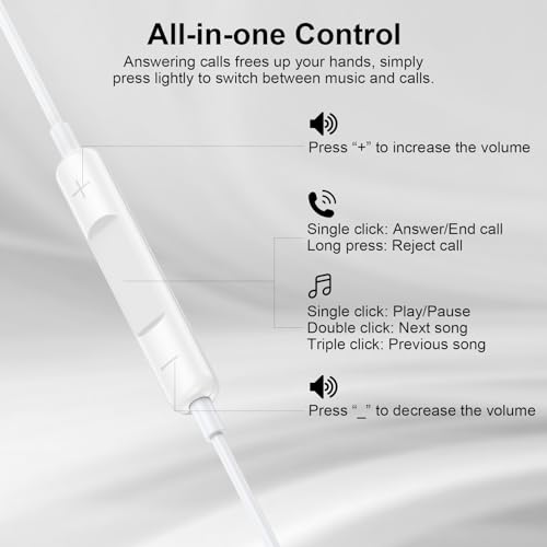 USB C Earphones Wired Headphones for iPhone 17 17 Pro Max Plus Air 16 16e 15  Ear Buds USB C Wired Earbuds Type C Headphones for Galaxy S26