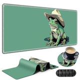 Large Gaming Mouse Pad Plus A Coasters + Cable Clips, Frog Green Extended Mousepad (31.5 X 11.8) With Stitched Edge, Foldable Computer Keyboard Desktop Mouse Mat For Home Office