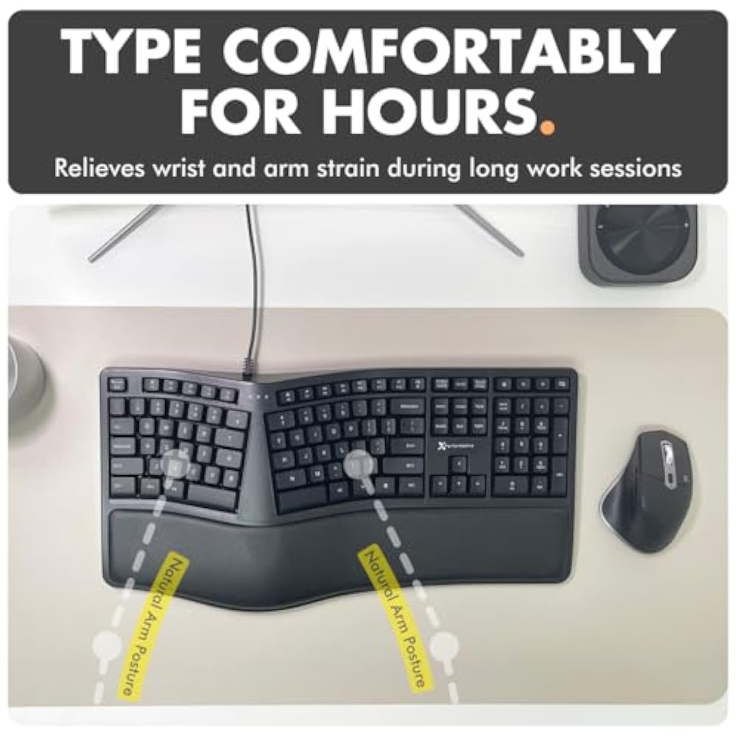 Ergonomic Keyboard Wired With Wrist Rest - Type Comfortably Longer - Usb Wired