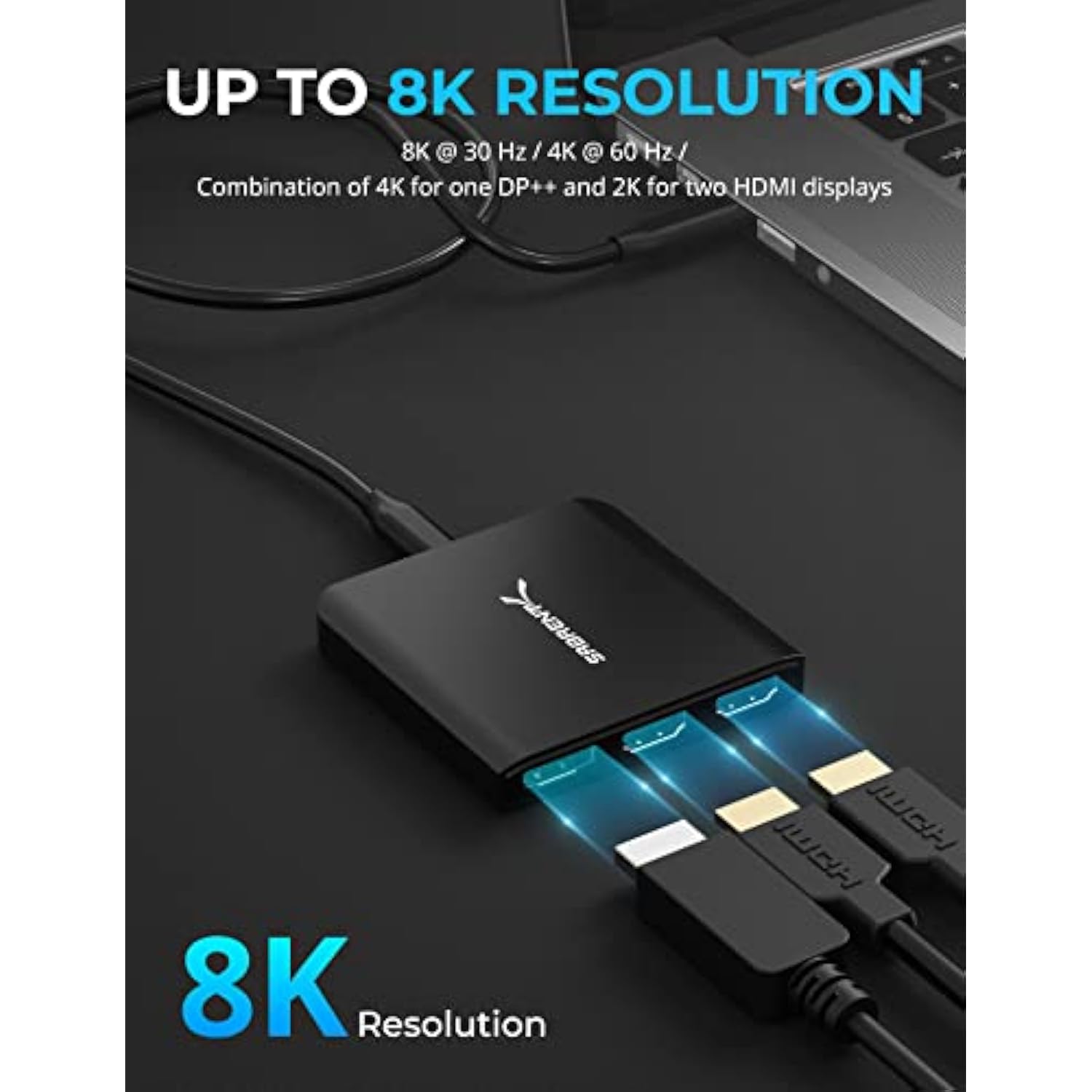 SABRENT USB Type-C to x2 HDMI and x1 DisplayPort Adapter (DA-H2D1)