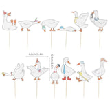 24 Pcs Silly Goose Cupcake Toppers, Cute White Goose Birthday Cake Decorations For Kids Birthday Party Supplies Baby Shower Animal Theme Cake Decor