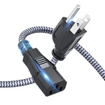 Power Cord, 3 Prong Ac Power Cable 3.3Ft/1M Nylon Braided Replacement 3 Pin Power Cord Ul Certified For Computer, Tv, Monitor, Printer, Pc, Projector, Power Supply Cable