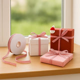 Red Gingham Ribbon, 3/8" X 50Yd Red And White Thin Crafts Ribbon Buffa