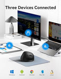 Ergonomic Mouse, Wireless Bluetooth Vertical Mouse (Bt5.3/3.0 & 2.4G) Rechargeable 4800 Dpi Optical Mouse With 6 Adjustable Dpi, Quiet Clicks, Usb A Receiver, 6 Buttons - Wide Compatibility