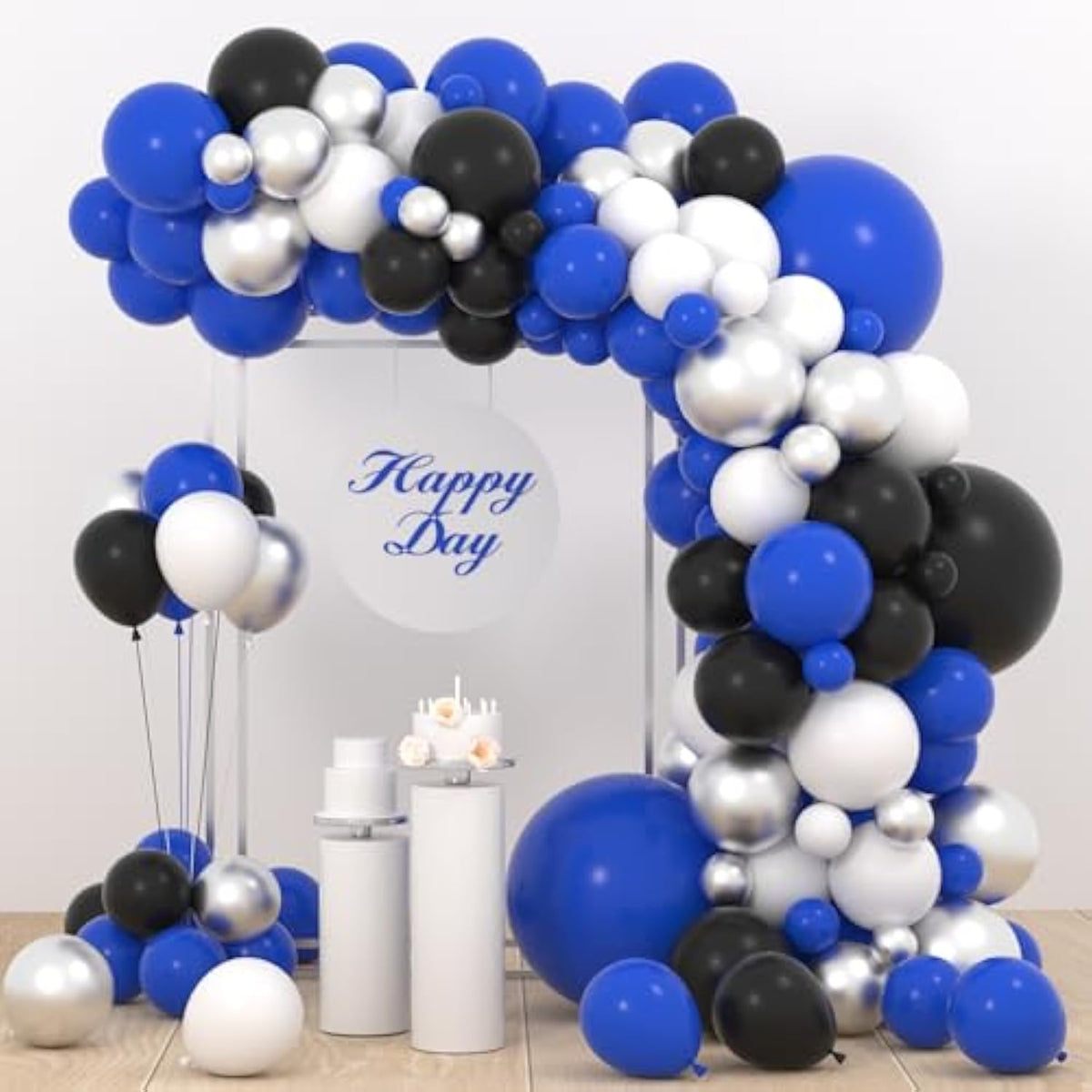 Blue Black White Silver Balloon Garland Arch Kit 127Pcs Royal Blue Bla