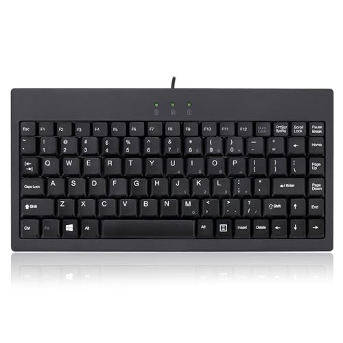 Akb-110B Mini Keyboard - Compact 87-Key Membrane Keyboard With Led Indicators And Space-Saving Design - Usb/Ps2 Connection - Compatible With Windows Os (Black)