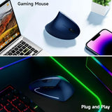 Ergonomic Vertical Wireless Mouse Stylish Rechargeable 2.4G Optical Mice Cordless Mouse With Usb Receiver, 800/1200 /1600 Dpi, 5 Buttons For Laptop,Pc,Mac,Computer (Blue)
