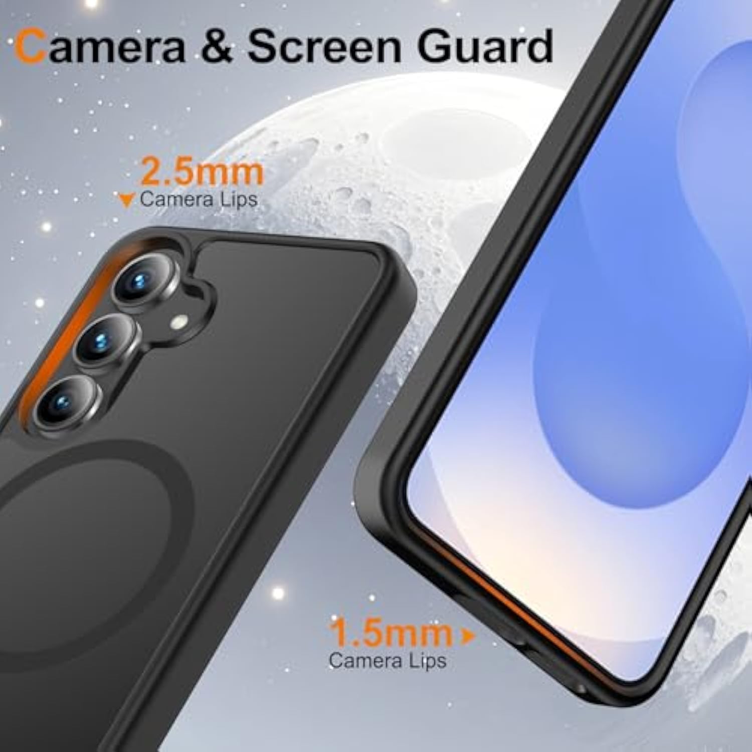 For Samsung Galaxy S25 Case Magnetic Shockproof, [Fit For Magsafe] [Glass Screen Protector + Camera Lens Protector] Translucent Anti-Fingerprint Case For Samsung Galaxy S25 6.2" (Black)