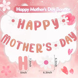 Happy Mothers Day Banner,Mother's Day Garland Banner with Flower for Best Mom Party Supplies Brunch Event Decorations Mother's Day Decor