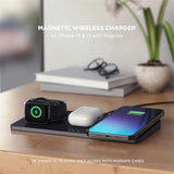 Satechi Trio Wireless Charger with Magnetic Pad, Qi Certified, Compatible with iPhone 16 Pro Max/16 Pro/16/16 Plus, AirPods Pro/Gen 3, Apple Watch Ultra & Series (CT-X3TWCPM)