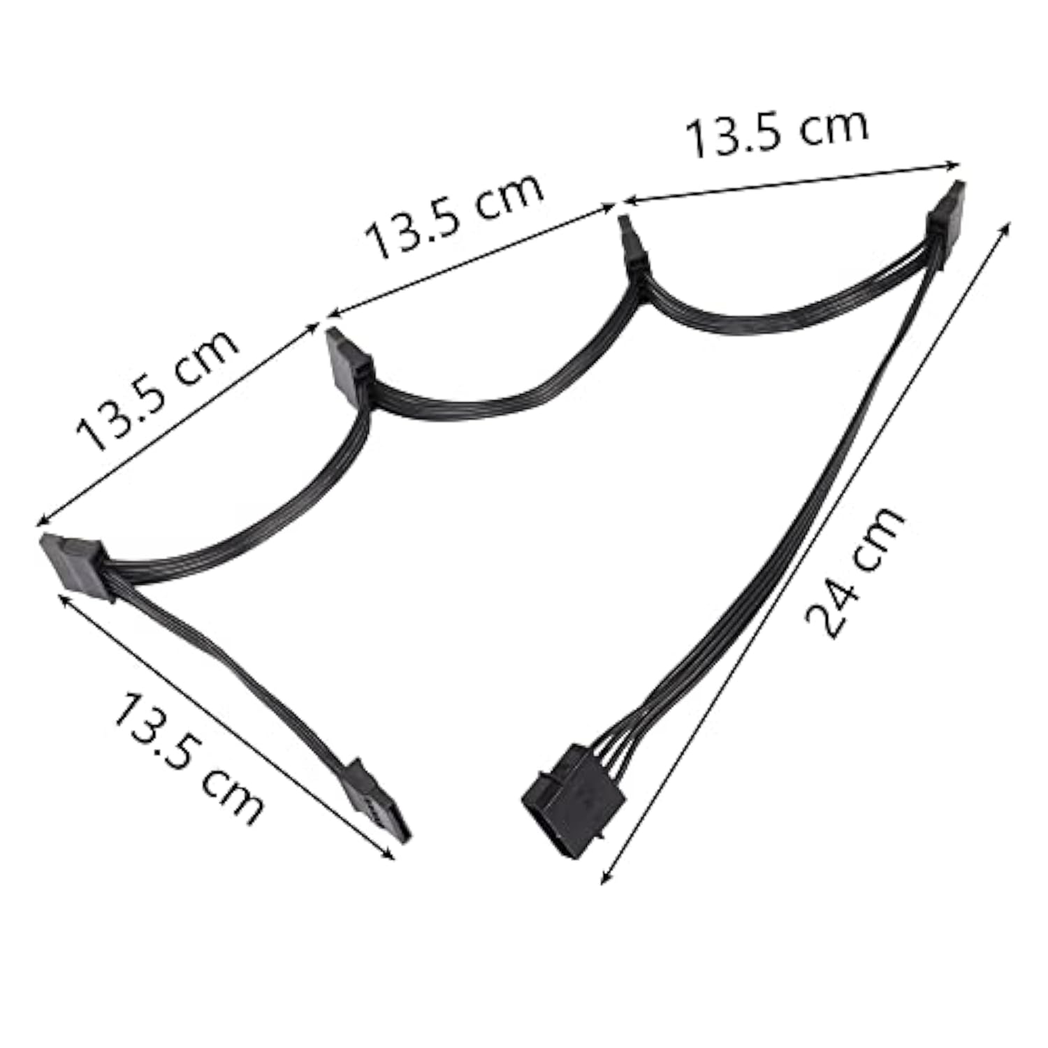 Ide To Sata Power Splitter Cable, Lp4 4 Pin Male To 5 Sata Female Power Extens