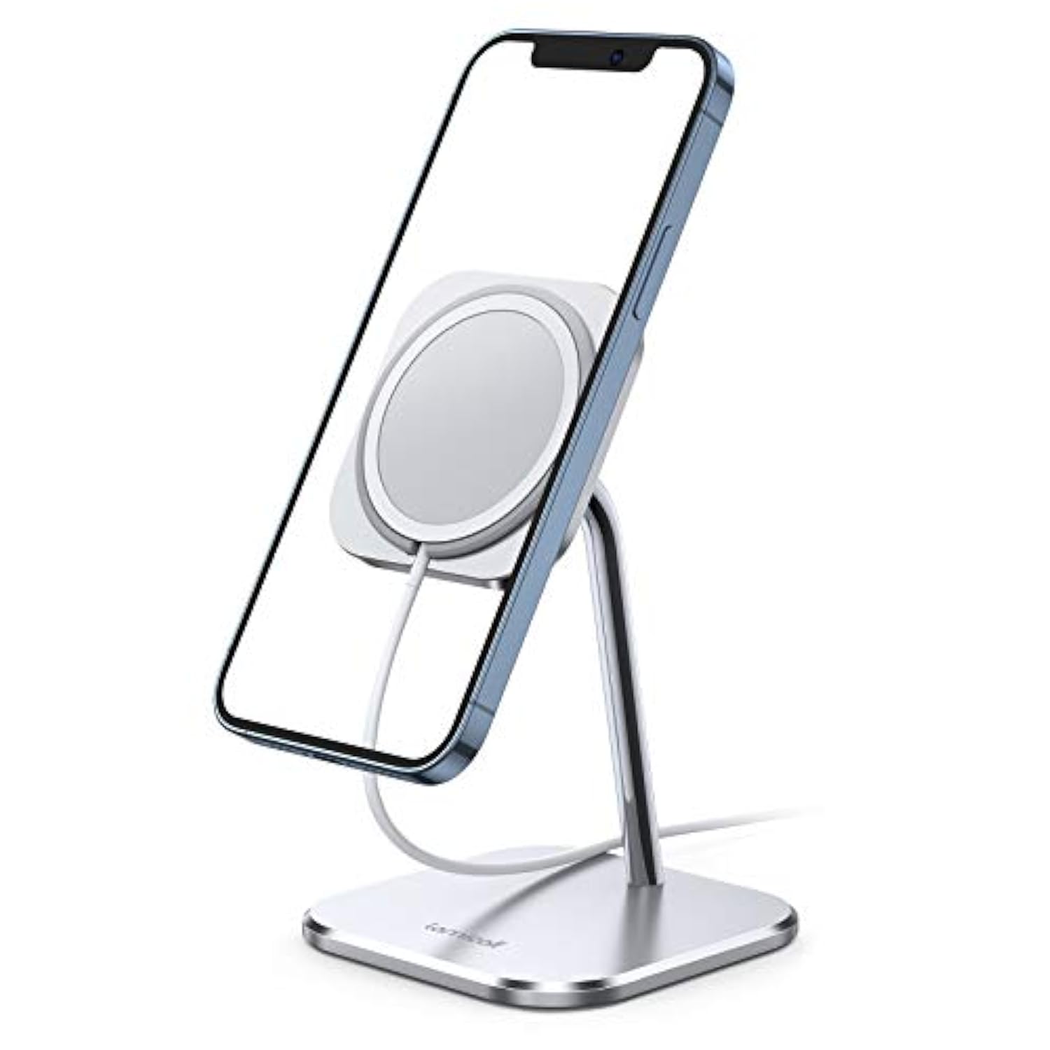 Phone Stand For 15W Magsafe Charger - [Charger Not Included] 360 Rotation Adjustable Aluminum Charging Holder Dock For Desk, Compatible With Iphone 16 15 14 13 12 Pro, Pro Max, Plus