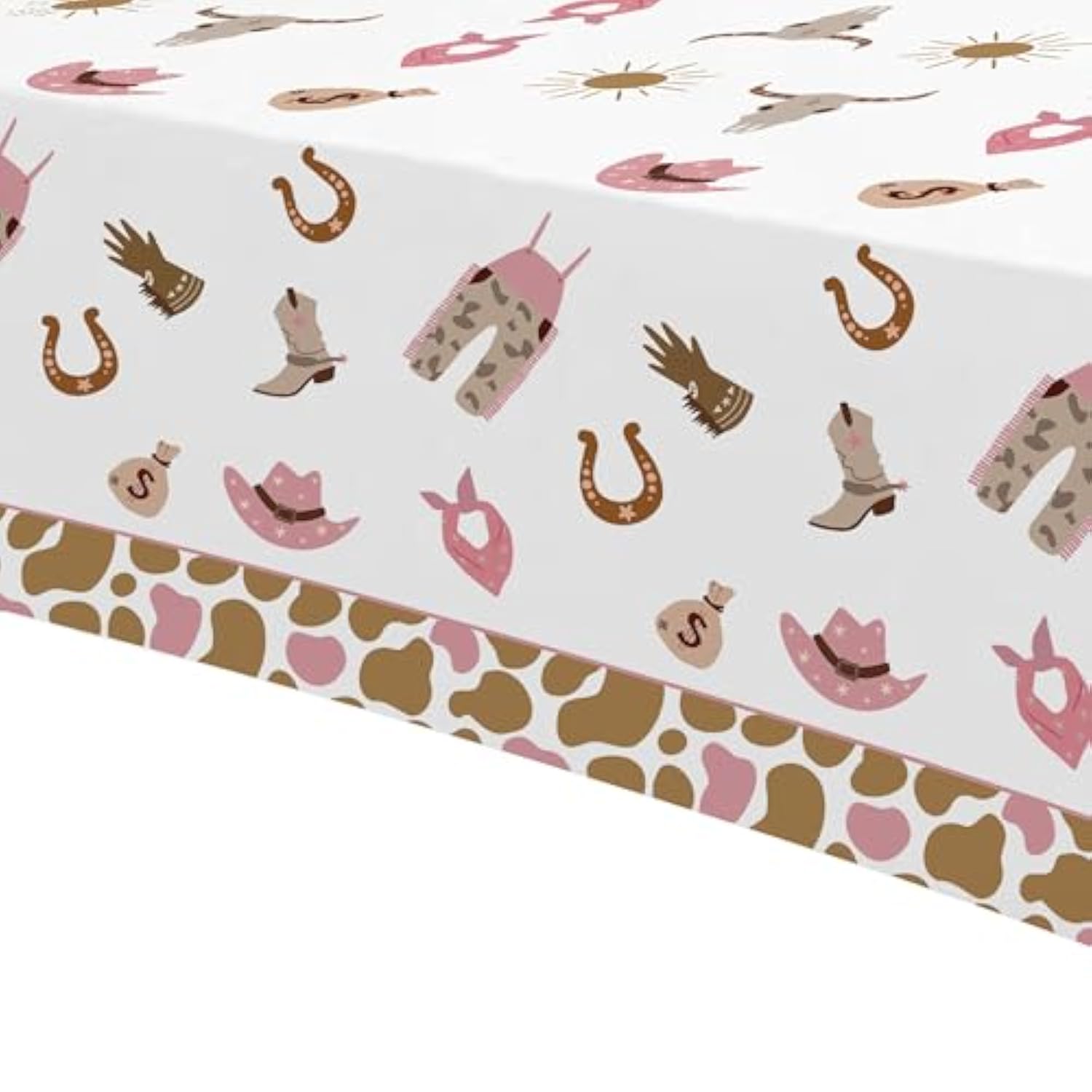 3 Pack Western Cowgirl Party Decorations Tablecloth For Birthday Baby Shower, Pink Wild West Rodeo Cowgirl Birthday Party Supplies Table Cover, 55In X 86In