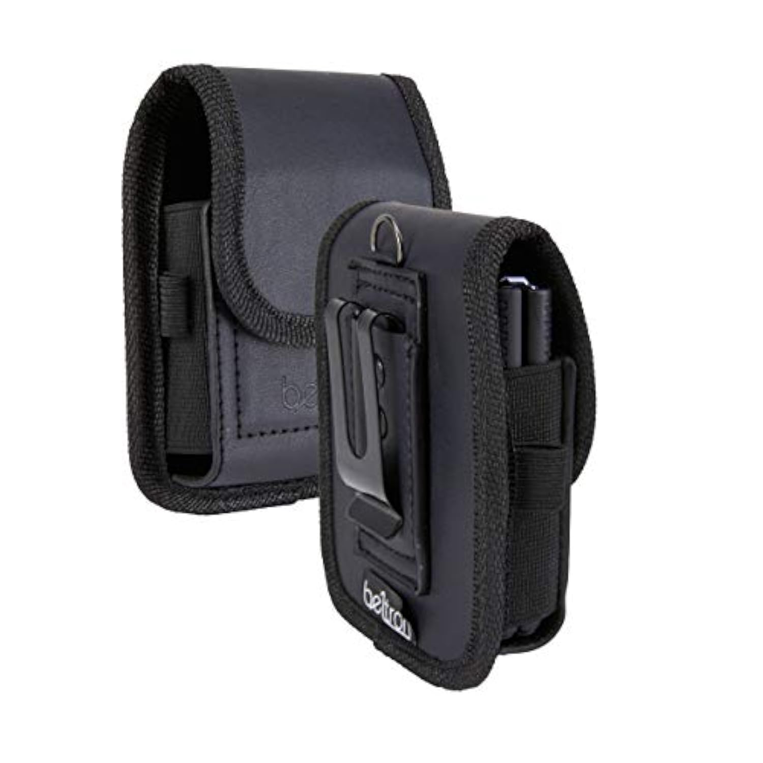 Case-Compatible Leather Pouch For Motorola Razr+ 2025 2024 2023, Samsung Galaxy Z Flip 6/5/4/3 With Heavy Duty Belt Loop, Metal Belt Clip & Dual Magnet Closure (Black Leather)