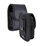 Case-Compatible Leather Pouch For Motorola Razr+ 2025 2024 2023, Samsung Galaxy Z Flip 6/5/4/3 With Heavy Duty Belt Loop, Metal Belt Clip & Dual Magnet Closure (Black Leather)