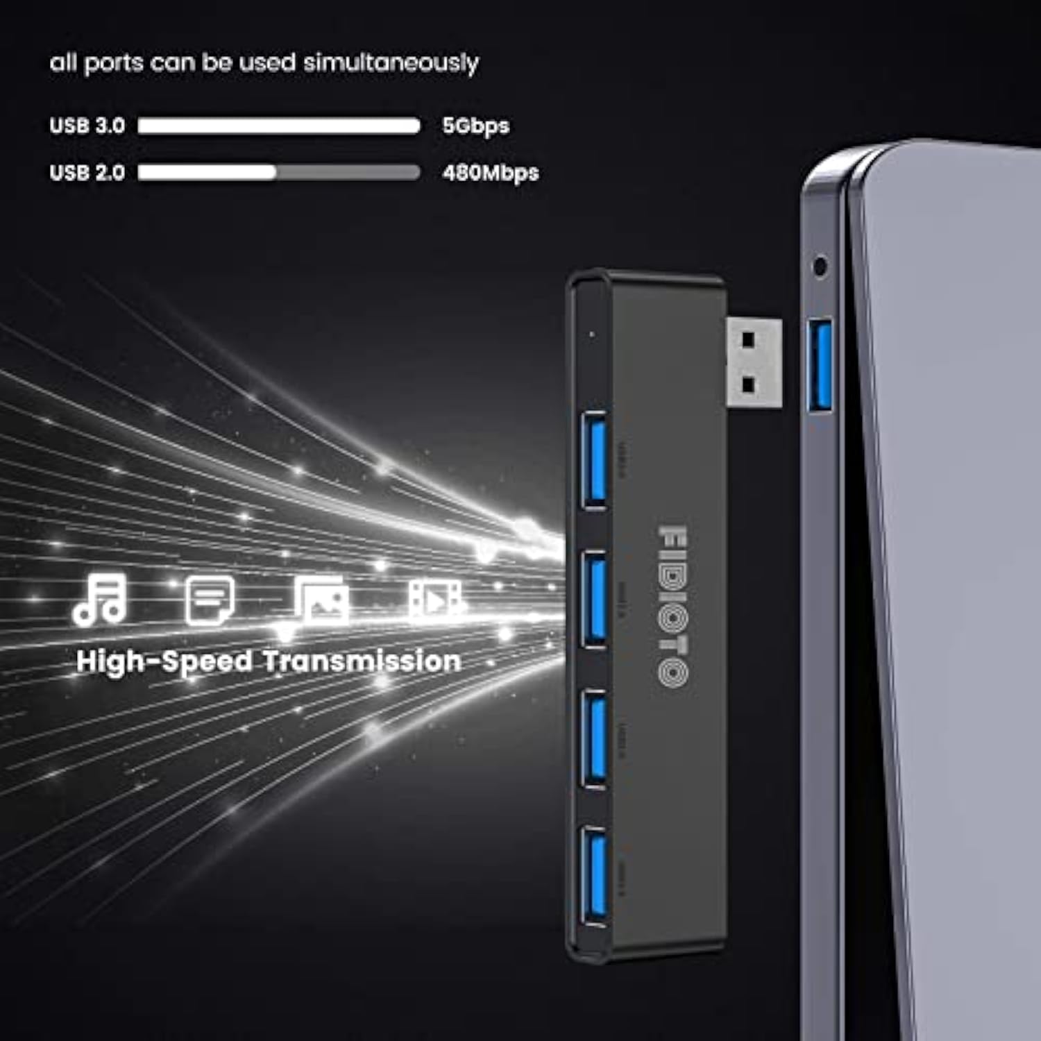 Usb Hub, 4 Port Usb Adapter(1 * 3.0 Hub, 3 * 2.0 Hub),Multi Usb Port Expander