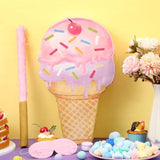 Ice Cream Piñata Set: Pink Party Decoration with Stick & Blindfold