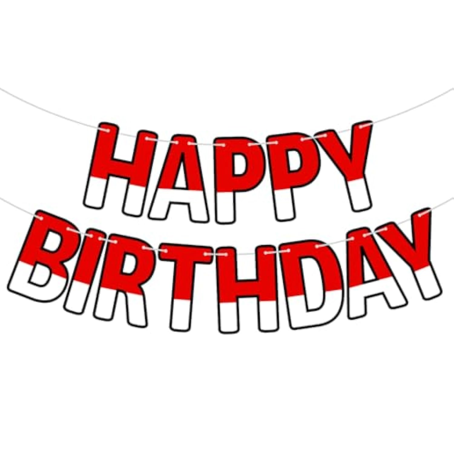 Cartoon Red And White Birthday Banner, Cartoon Animation Theme Birthday Decorations Happy Birthday Letters Garland Sign For Home Wall Door Window Parties Hanging Bunting Decor