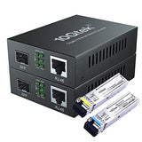 A Pair Of Gigabit Ethernet Bidi Media Converter, Singlemode Single Lc Fiber To Ethernet Rj45 Converter For 10/100/1000Base-Tx To 1000Base-Lx, Ul Certified, Up To 20-Km