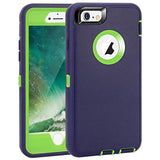 For Iphone 6 Case, For Iphone 6S Case, Heavy Duty Shockproof Series Case With Built-In Screen Protector Compatible With All Us Carriers - Navy/Lime