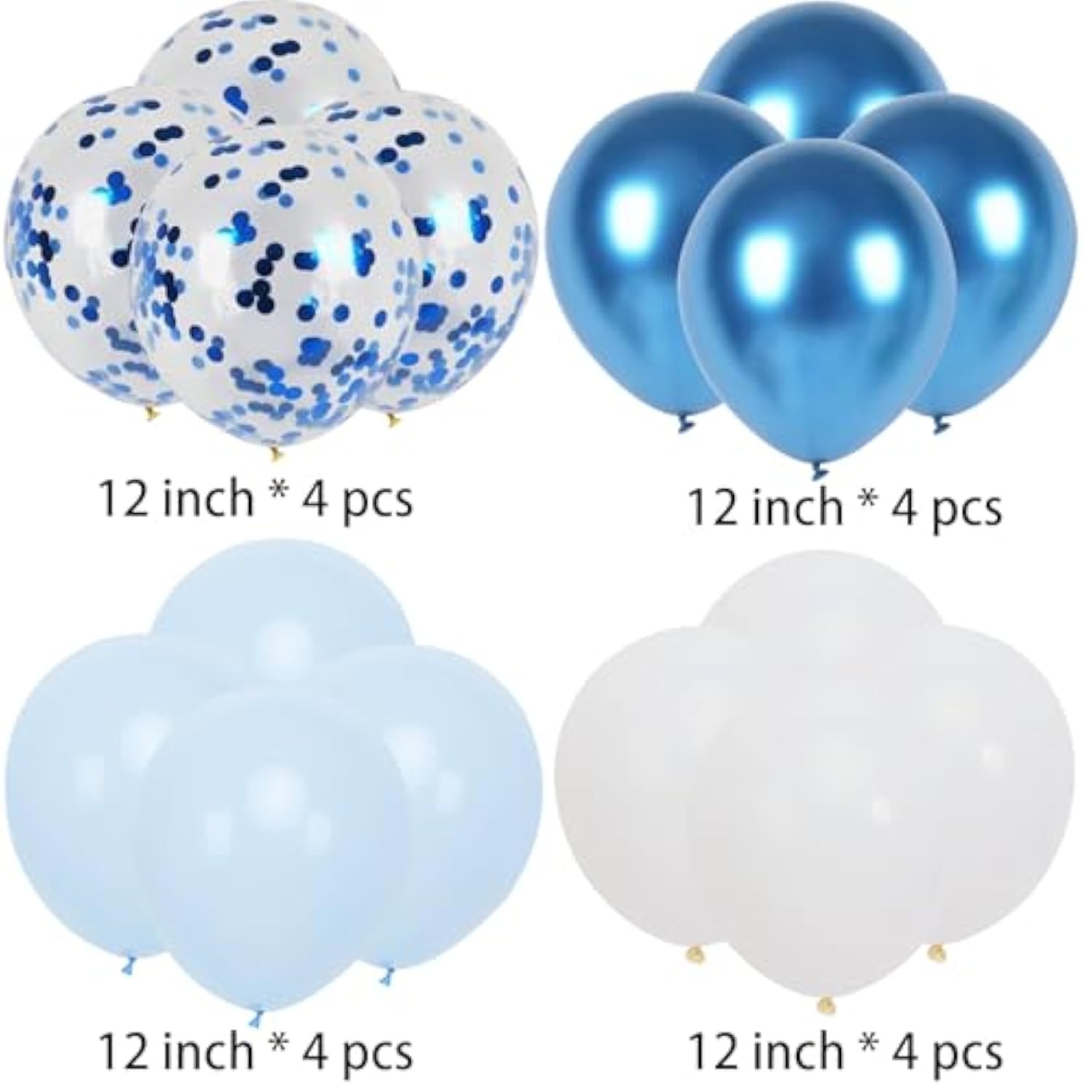 Blue Happy Birthday Banner Party Decoration Set, Blue Birthday Decoration, 16 Pcs 12In Balloons With 2 Ribbons For For Women Men Boys Girls Any Ages Birthday Party Decoration