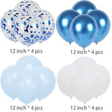 Blue Happy Birthday Banner Party Decoration Set, Blue Birthday Decoration, 16 Pcs 12In Balloons With 2 Ribbons For For Women Men Boys Girls Any Ages Birthday Party Decoration