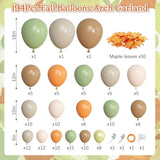 194PCS Fall Balloon Arch Kit with Sage Green Orange Brown Balloons for Thanksgiving