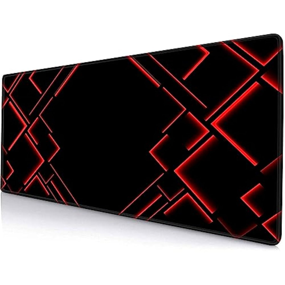 Large Mouse Pad Gaming, Black Extended Mousepad With Stitched Edges, Non-Slip Rubber Base Keyboard Mouse Mat Desk Pad For Work, Game, Office, Home, 31.5 X 11.8 In, Red Ray
