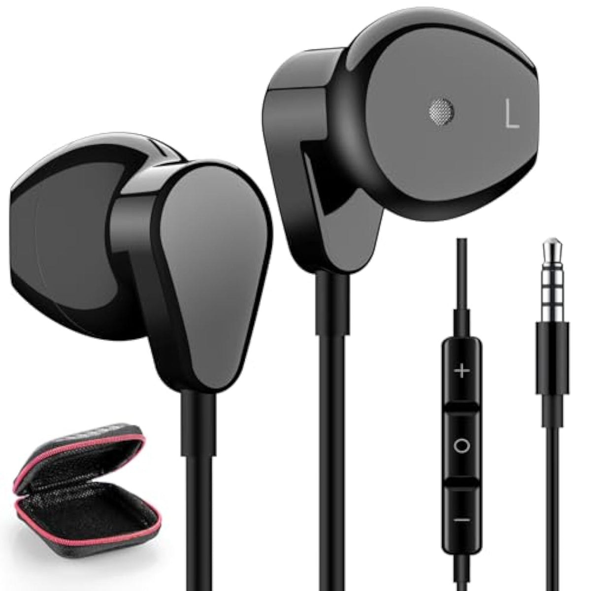 Wired Earbuds Noise Cancelling 3.5Mm Jack Headphones With Microphone Volume Co