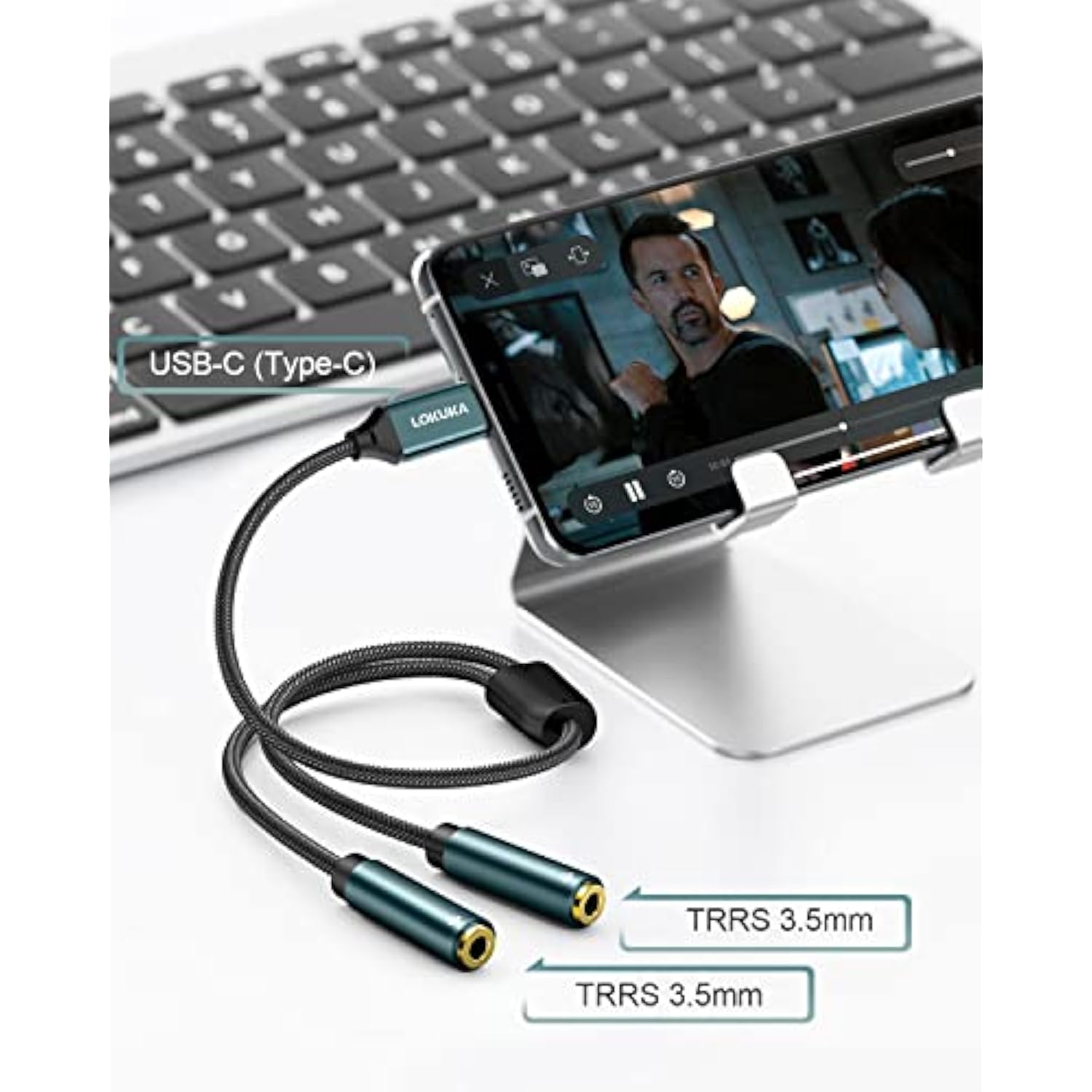 Usb C To Dual 3.5Mm Female Headphone Splitter, Type C To Aux Trrs 2-In-1 Audio Adapter With Hi-Res Dac Chip, For Usb-C Smartphone, Laptop, Pad To Two Headphones, Speakers, Trrs Microphones