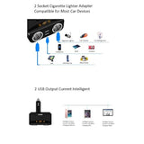 2 Socket Cigarette Lighter Adapter, Car Charger Plug Splitter With Dual Usb Ports, 12V/24V Meter Monitor, Compatible With Iphone, Lg, Htc, Samsung Etc