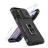 For Moto-G-Stylus-5G-2022 Case With [2Pcs] Hd Screen Protector, [Military Grade Shockproof] & Slide Camera Cover, 360° Rotated Ring Kickstand Protective Case For Moto G Stylus 5G 2022, Black