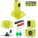 Power Wheels Adapter For Ryobi 18V Battery Adapter Power Wheels Battery Converter Kit With Fuse & Switch And Wire Harness Connector 12Awg Wire For Diy Rc Car Toys And Ride On Truck