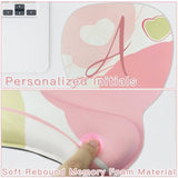 Ergonomic Mouse Pad,Personalized Cute Initial Mouse Pads And Coaster Set,Small Non-Slip Rubber Base Mouse Mat With Wrist Rest Support Gel For Working Gaming Easy Typing&Pain Relief,K