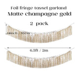 Premium Fringe Tinsel Garland For Party Decorations Foil Metallic Tassels Banner Party Streamers For Birthday Wedding Graduation Christmas Home Decor (Matte Champagne Gold)