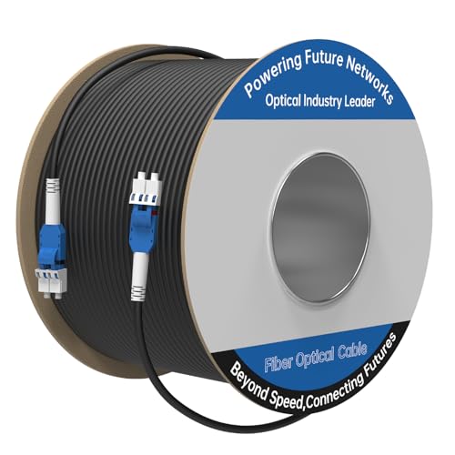 100M/328FT LC to LC Armored Outdoor Fiber Optic Cable, Single Mode Duplex 9/125?m SMF Fiber Patch Cord, OS1/OS2 Compatible, Black LSZH Jacket,
