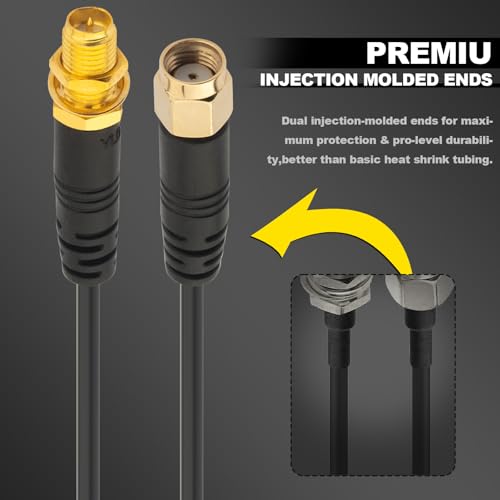 Wifi Antenna Extension Cable 2-Pack Rp-Sma Male To Rp-Sma Female Bulkhead Mount Rg174 Cable 5M 16.5 Feet For Wifi Router Security Ip Camera Wireless Network Card Adapter