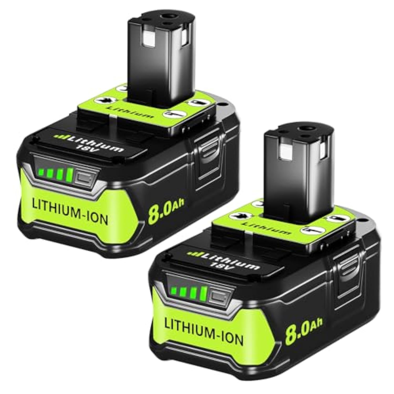 8.0Ah 18V Battery For Ryobi: Replacement Compatible With Ryobi 18V Battery One+ Lithium-Ion P108 P102 P103 P105 P107 P189 Cordless Power Tools, 2 Pack
