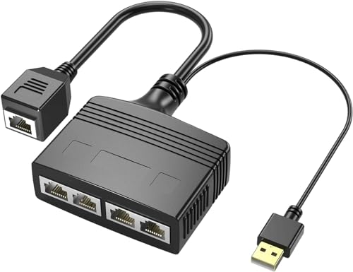 Ethernet Splitter 1 To 4 High Speed, Rj45 Network 1 To 4 Port Ethernet Adapter Splitter [4 Devices Simultaneous Networking],1000Mbps Extension Connector For Cat5/5E/6/7/8 Cable