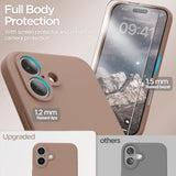 For Iphone 16 Case, Liquid Silicone Case With Camera Protection Soft Gel Rubber Cover With Microfiber Lining Shockproof Protective Phone Case For Iphone 16 6.1", Light Brown
